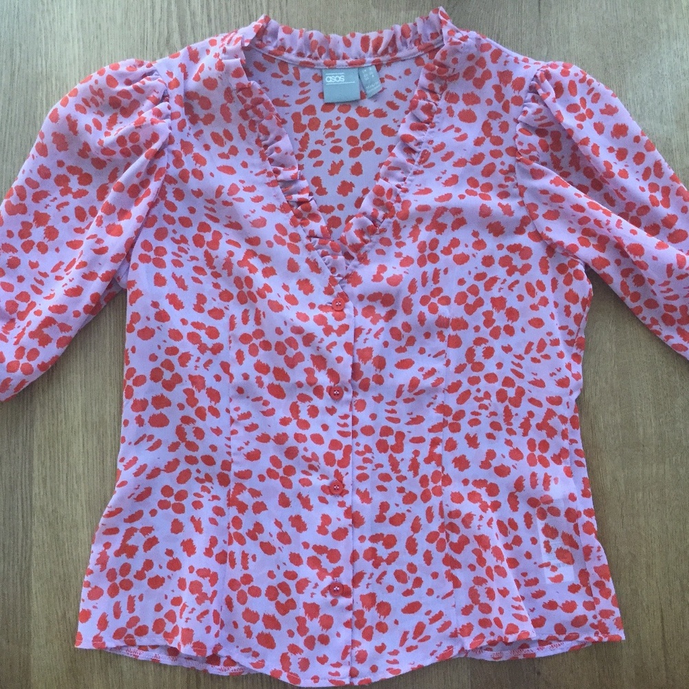 GALentine’s pink/red, playful, romantic blouse